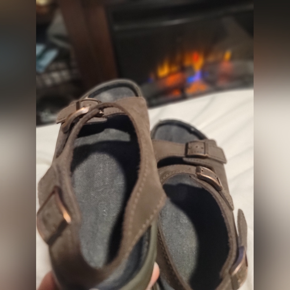 Birkenstock‎ Tatami Brown Leather Slip On Sandals Size 7 Mens Removable Insole - Picture 8 of 11